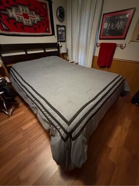 Like New Grey Queen Comforter with Black Stripes from Target